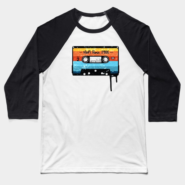 Retro Cassette Tape - NWA Remix 1988 Baseball T-Shirt by sticker happy